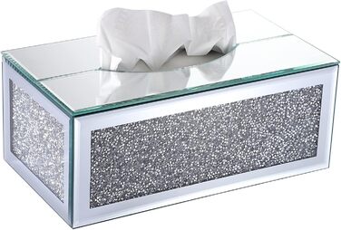 BTSKY Glittering Glass Tissue Box with Crushed Crystal Diamonds for Home Decoration, Table Napkin Holder