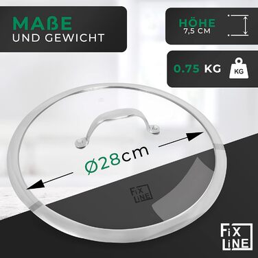 FIXLINE® Сковорода Black Forest 28 см - антиадгезійне покриття без PTFE - для всіх типів плит (в т.ч. індукційних) - придатна для духовки до 230°C - легке миття - ідеальна ідея для подарунка (кришка, 28 см)