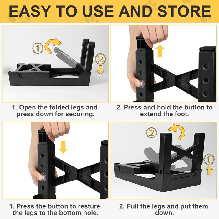 Підвищений годівниця для собак з регулюванням висоти, 5 рівнів, 2 миски з нержавіючої сталі та 1 миска з захистом від протікання. Підвищена станція для годування собак. Підходить для собак маленьких, середніх та великих порід.