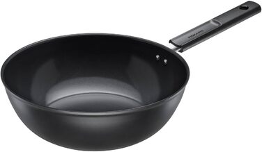 Wok-пательня Fiskars Hard Face 22 см, антипригарна, алюміній, для всіх плит, стійка до подряпин, чорна