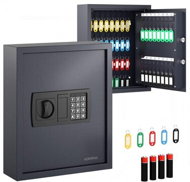Шкафчик для ключів ACROPAQ з кодовим замком на 100 ключів, з 100 брелоками, з електронним захистом. Великий сейф для ключів, кодовий замок, ключовий сейф (48 ключів)
