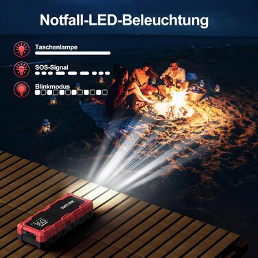 Powerbank Starthilfe з компресором 6000A, 12V, для бензинових (8L) та дизельних (10L) авто, з LED-ліхтариком