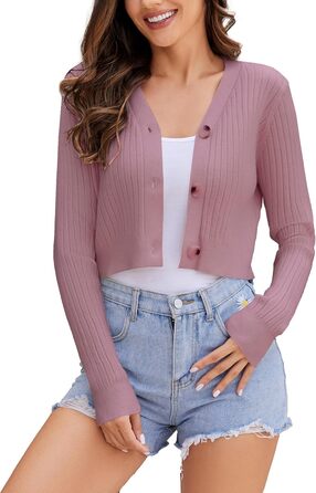 Кардиган жіночий з довгим рукавом, однотонний, на ґудзиках, болеро, в'язаний (Lupine, M)