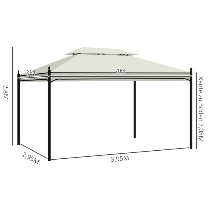 Outsunny Luxury Gazebo Garden Gazebo 3x4 m Cream, Party Tent Event Tent Garden Tent Pagoda for Garden & Terrace