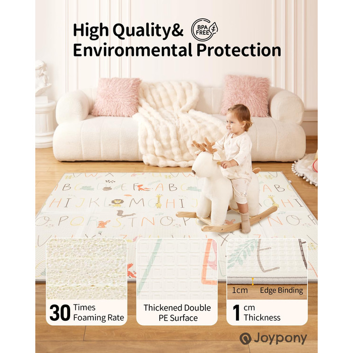 Дитячий килимок для ігор Krabbelmatte, 150x180 см, водонепроникний, антиковзкий, з сумкою для перенесення, алфавіт