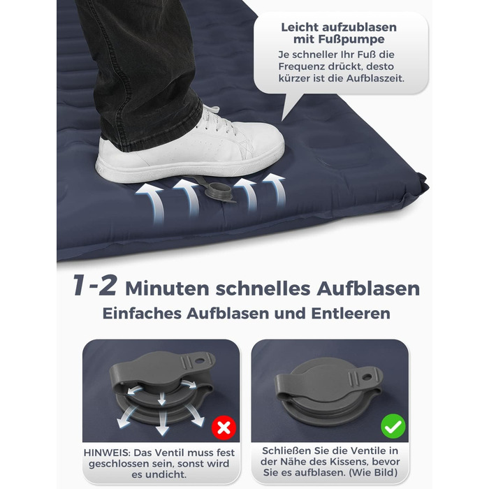 Каремат туристичний Yissvic Isomatte самонадувний з насосом, ультралегкий, для кемпінгу та піших прогулянок, блакитний