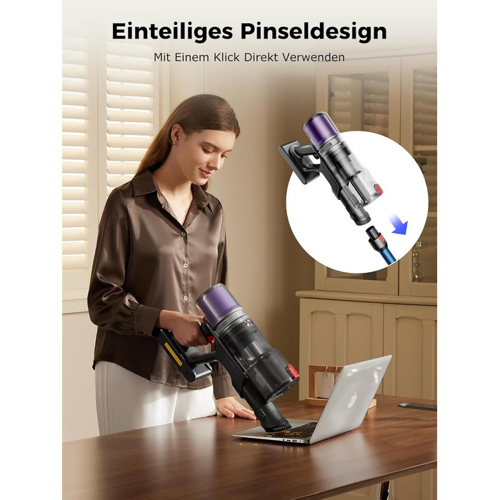 Бездротовий пилосос Proscenic P16 з акумулятором, 55 кПа, 550 Вт, 65 хв, гнучкий гофрований з'єднувач, GreenEye, щітка Anti-Tangle, для килимів, твердих поверхонь, шерсті домашніх тварин, автосалонів, блакитний