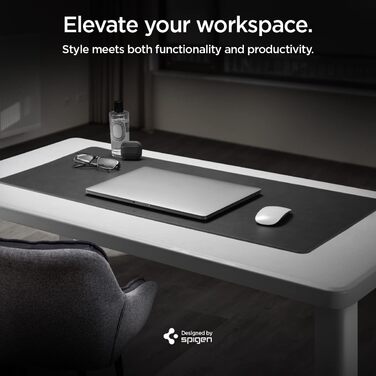 Килимок для миші Spigen XXL з екошкіри PU Vegan, чорний - захист столу та ідеальне ковзання