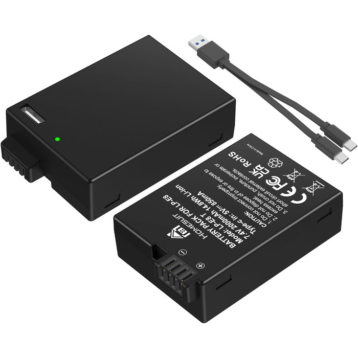 Акумулятор LP-E8 1800mAh Homesuit + LED зарядний пристрій для Canon EOS Rebel T2i T3i T4i T5i 600D 650D 700D Kiss X4 X5 X6 X6i X7i (2 шт. акумулятори + 1 зарядний пристрій)