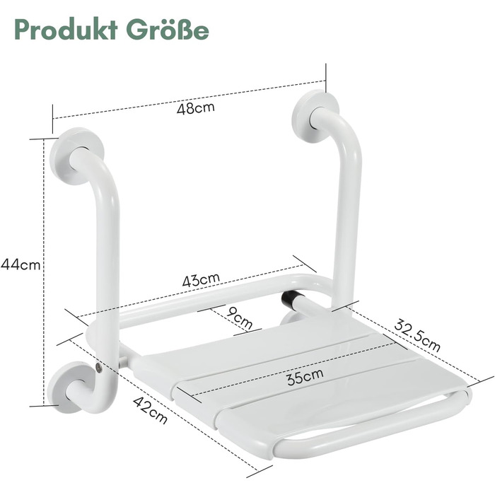 Ansobea Shower Stool for Seniors, Bath Stool, 7-Level Height Adjustable, 41-56 cm, Shower Chair with U-Shaped Hygiene Cutout, Bathroom Stool, Stable for the Shower (Type 6 Foldable Shower Seat)