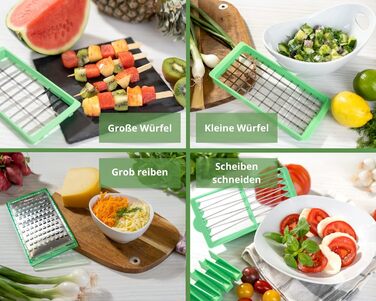 Набір для нарізки овочів Genius Nicer Dicer Exclusive 15 елементів: кубики, томати, тертка, слайсер, контейнер 2500 мл, зелений