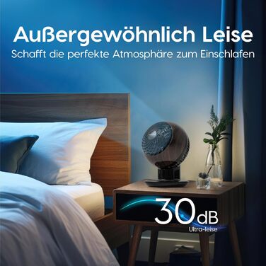 Вентилятор Iris Ohyama Woozoo 30 м², чорне дерево, 5 швидкостей, з пультом, осцилюючий, тихий, настільний, портативний