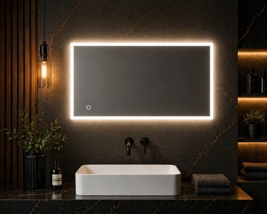 Прямокутне LED-дзеркало у ванну кімнату 90x60 см з сенсорним перемикачем