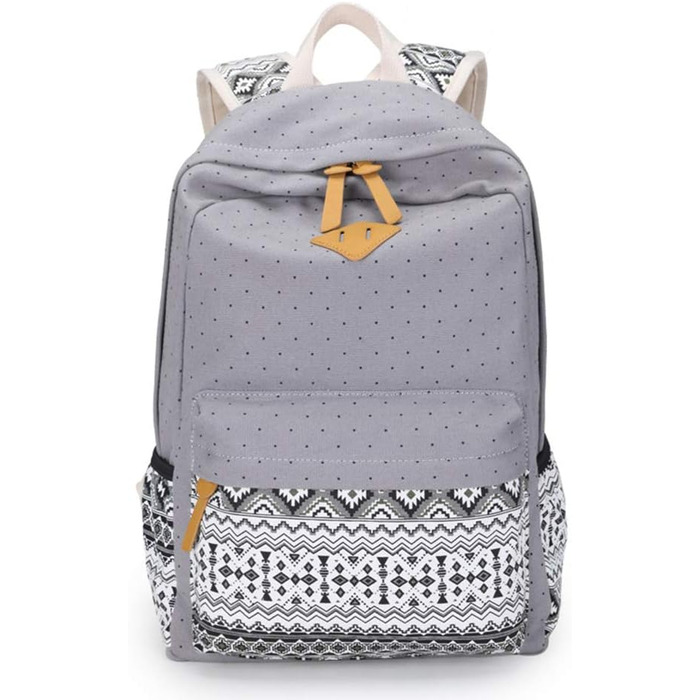 Стильний рюкзак для дівчат та жінок: полосатий вінтажний рюкзак з канвасу (сірий)