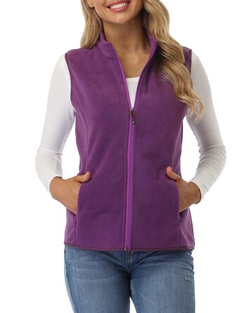 Жіноча флісова жилетка Fuinloth, легка, без рукавів, зі стійким коміром та кишенями на блискавці, оливковий (3XL, фіолетовий)