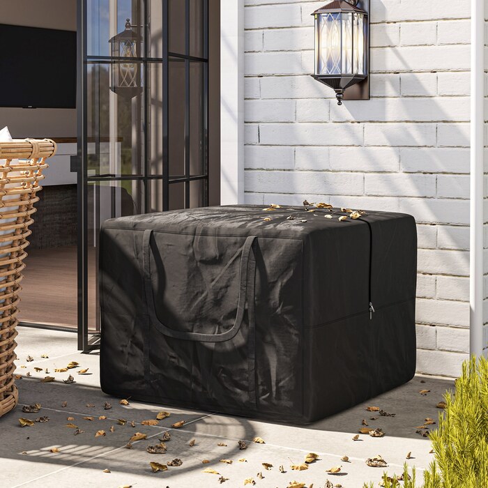 Сумка для зберігання Outsunny 600D Oxford, об'ємом 384 л, місткістю до 60 кг, з UV30+ захистом та водонепроникним покриттям, для кемпінгу та подорожей, 80 x 80 x 60 см, чорна | Aosom