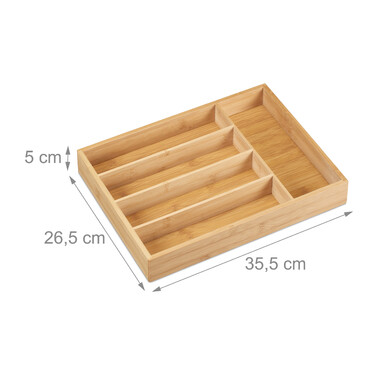 Relaxdays Bamboo Cutlery Box with 5 Compartments