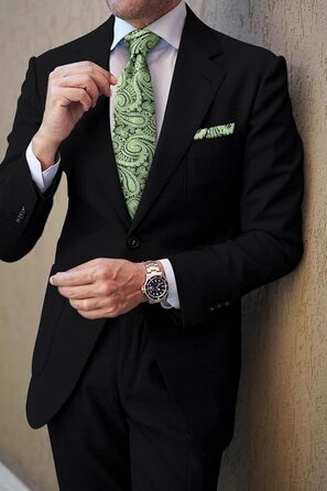 HISDERN Комплект краваток для чоловіків: краватка з візерунком павазьо, нагрудна хустинка, для весілля, свят, похорону