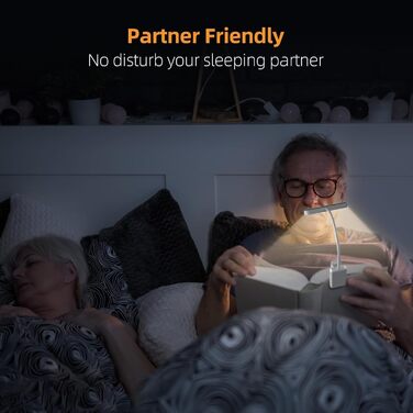 Ліхтарик для читання на прищіпці з USB-C, 2 шт. - регульована яскравість, 3 кольори, гнучкий Ш-подібний тримач, дитячий нічник