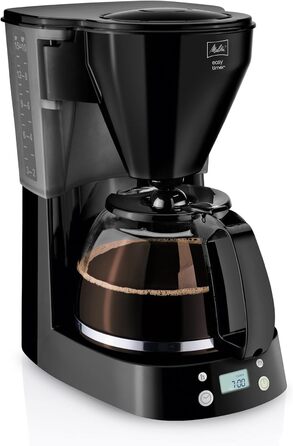 Кавомашина Melitta Easy Timer з таймером, скляна колба, стоп-крапля, 10 чашок, чорна