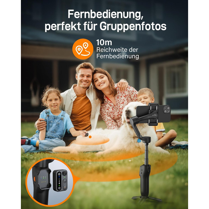 Hohem iSteady X3 SE - Стабілізатор Gimbal для смартфона, 3-осьовий, знімний пульт, 11 годин роботи, для Vlogging, Selfie, подорожей (чорний)