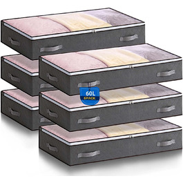 Комод під ліжко Boic, 2 шт., 60 л, для зберігання постільної білизни та одягу, велика коробка з кришкою, складаний, для ковдр, подушок, білизни