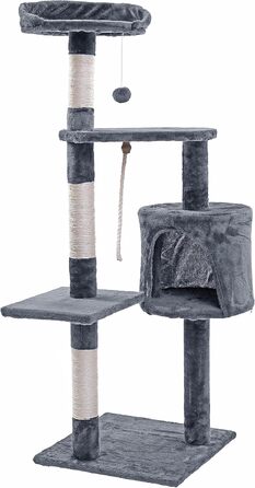 Кігтеточка для котів ESTEXO 112 см, XL, ігровий комплекс, кріпиться до стіни, сірого кольору