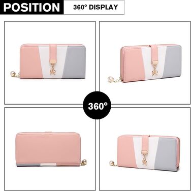 Сумка жіноча Miss Lulu середнього розміру з PU шкіри, рожево-сіра, з плечовим ременем для офісу, школи, подорожей та покупок