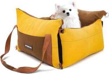 Small & Medium Dog Car Seat - Portable Pet Carrier with Extendable Bed, Washable Travel Dog Bed with Storage Pockets & Safety Belt - Green