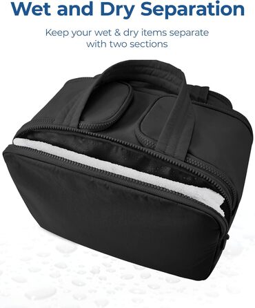 BAGSMART Косметичка для подорожей, чорна - велика, легка, органайзер для косметики та аксесуарів