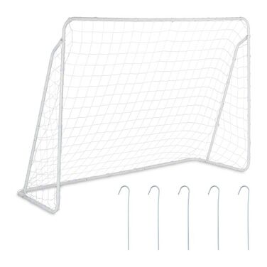 Relaxdays White Steel Football Goal