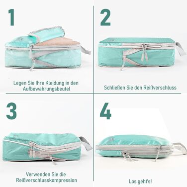 Органайзер для валізи Kompression: набір кубів для пакування, компресійні мішки для подорожей, аксесуари для валізи (блакитний)
