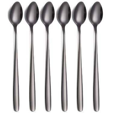 Набір ложок для лате макіато, 6 шт., 19.8 см, нержавіюча сталь. Підходить для кави, коктейлів, десертів