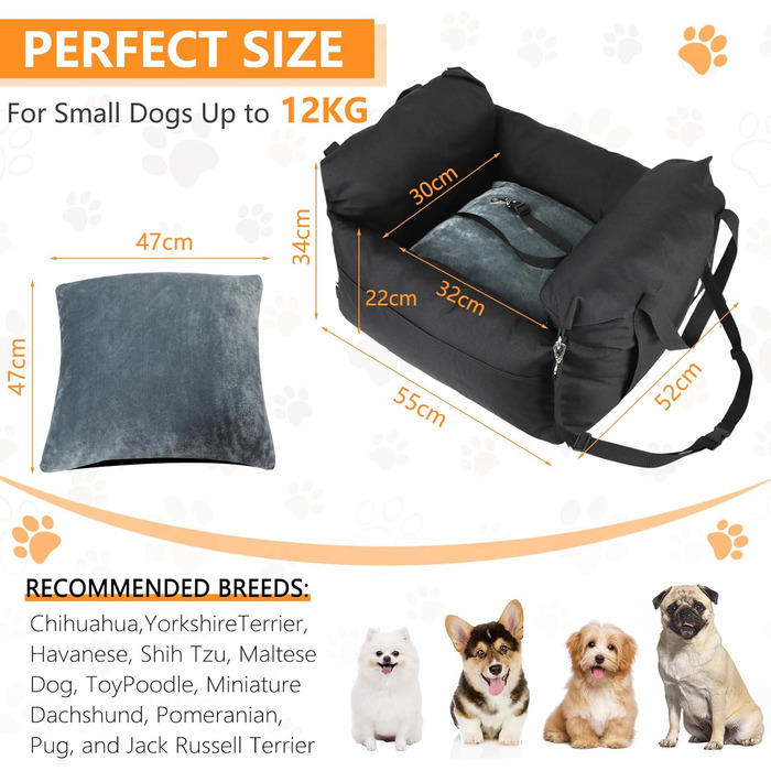 Зручний автокрісло для собак, неслизьке, 2-в-1, з кріпленням, знімний килимок