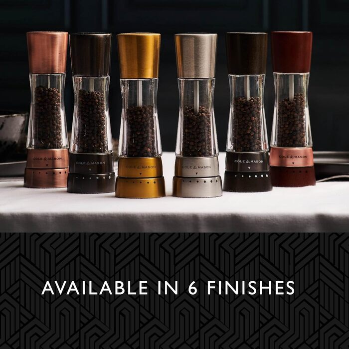 Cole & Mason Derwent Salt & Pepper Mill Set – 19cm, Adjustable Ceramic Grinder, Stainless Steel & Acrylic Design, Color: Stainless Steel, Precise Grinding, Durable