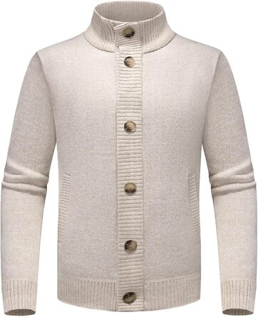 Чоловічий светр з кишенями, теплий і товстий, на осінь та зиму, бежевий, розмір S