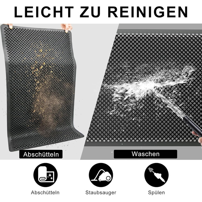 Килимок для дому та вулиці Fowooyeen, силіконовий, 43 x 76 см, чорний, неслизький, миючий