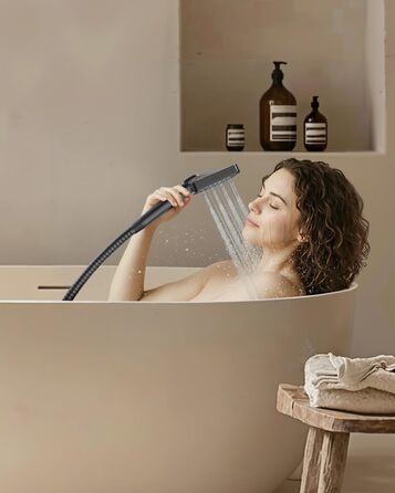 Душова лійка Cobbe з фільтром для жорсткої води, квадратна, високий тиск, 6 режимів, видаляє хлор і важкі метали, чорний хром