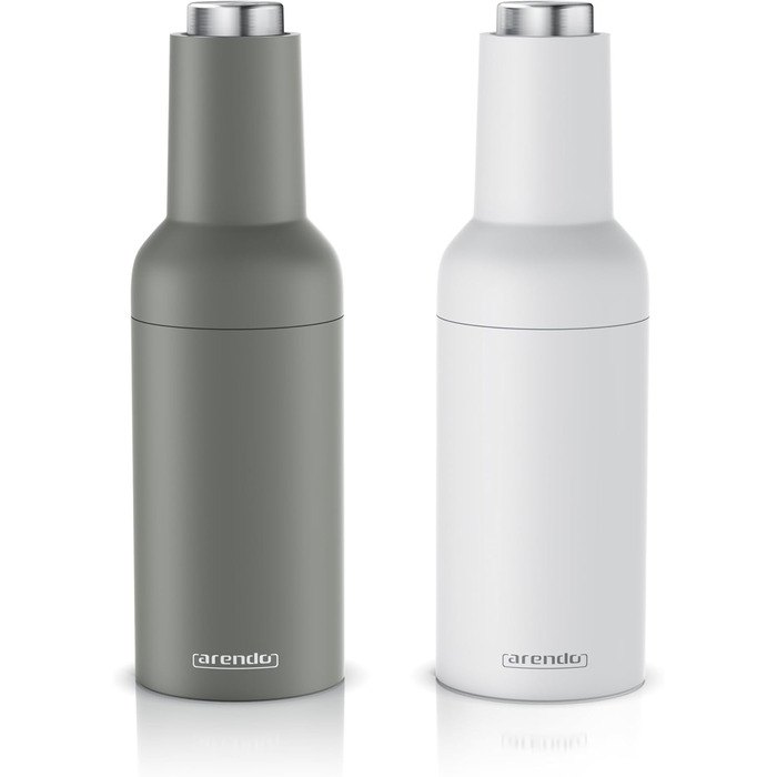 Arendo - Electric Salt and Pepper Grinder Set - 2 Piece - One-Handed Operation - Grinds Automatically When Tipped - Salt and Pepper Dispenser - Spice Grinder with Ceramic Grinding Mechanism - Grind Settings Infinitely Adjustable