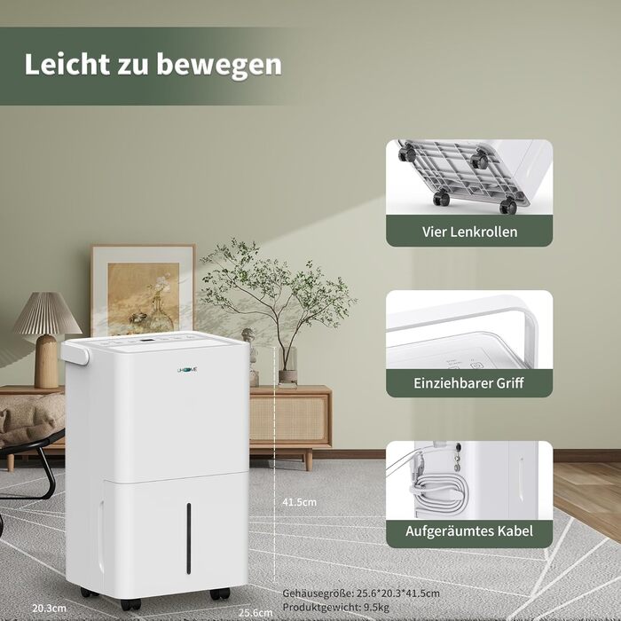 Електричний осушувач повітря Uhome 12L - 54м³, автоматичне вимкнення, сенсор вологості, режим сушіння білизни, фільтр з активованим вугіллям