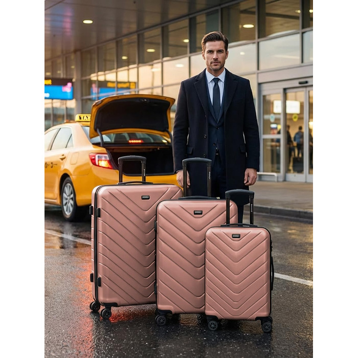 Набір валіз REDOLZ 3 шт. | Чохол ABS, TSA-замок, 4 колеса | Розміри S/M/L (Для жінок/чоловіків)