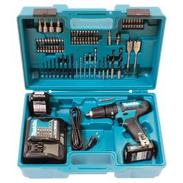 Акумуляторний ударний дриль-шурупокрут Makita HP333DSAX1 12V, 2.0 Ah, 2 акумулятори + зарядний пристрій у транспортному кейсі, 4.785 KG, блакитний
