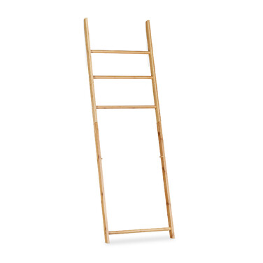 Relaxdays Bamboo Towel Rack with Laundry Bag