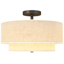 HOMCOM Pendant Light with Double Linen-Look Shades, Cream White