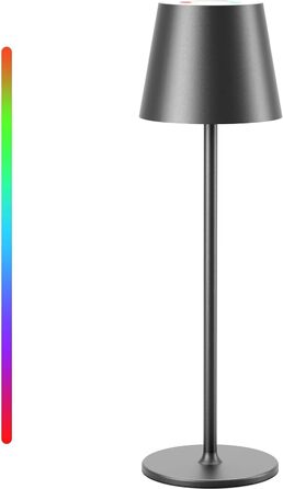 LED настільна лампа Qsky бездротова диммируемая з акумулятором, тепле світло 3000K+RGB, водонепроникна (IP54), для дому та вулиці (2 срібні + 1 чорна)