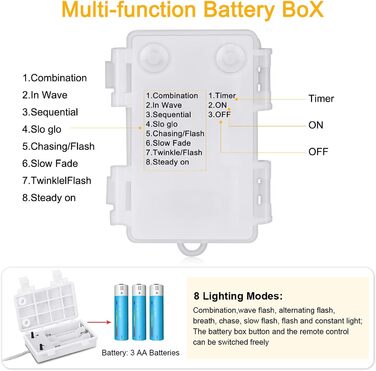 LED гірлянда 13м, 130 LED, 8 режимів, таймер, IP65, вологостійка, для балкона, саду, святкування, вечірки, весілля