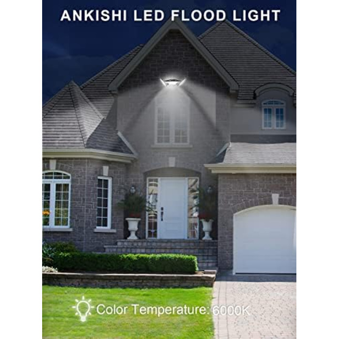 Ankishi LED Floodlight Outdoor, IP65 Waterproof, Super Bright 6500K Cool White Outdoor Light, 30000LM Outdoor Floodlight Spotlight for Sports Field, Garage, Garden, Backyard (Cool White, 4 PACK 300W)