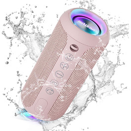 Портативна Bluetooth колонка Ortizan з RGB підсвіткою, водонепроникність IPX7, 30 годин роботи, баси Boost, TWS, AUX, TF картка, мікрофон (РОЖЕВА)