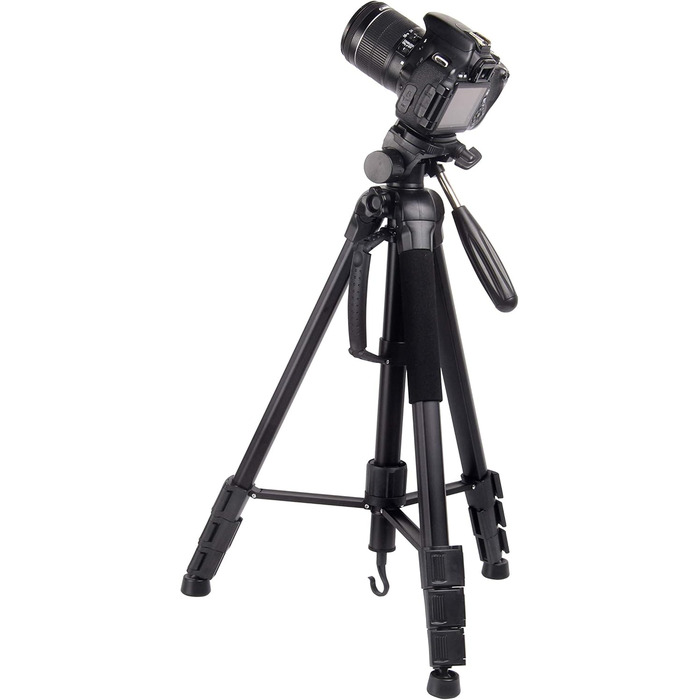 Штатив відео MOJOGEAR 140 см з тримачем для смартфона - алюмінієвий штатив для камери DSLR, екшн-камери, телефону, з кульковою головкою, швидкознімною платформою, сумкою