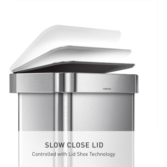 Сміттєвий бак Simplehuman CW2080 45 л з педальним механізмом, з відділенням для пакетів, для кухні, з нержавіючої сталі та сірого пластику